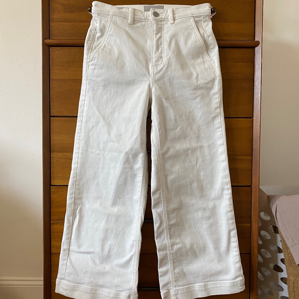 Everlane Womens White Wide Leg Crop Pant Size 4